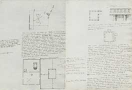 EFA MEM 3 : Extrait du chapitre III du mémoire d’E. Pottier et de M. Beaudouin, avec trois plans généraux du temple de Kouklia (p. 23) et deux plans et un détail d’un hypogée de même structure que celui de Palaeo-Kastro, juillet 1879.